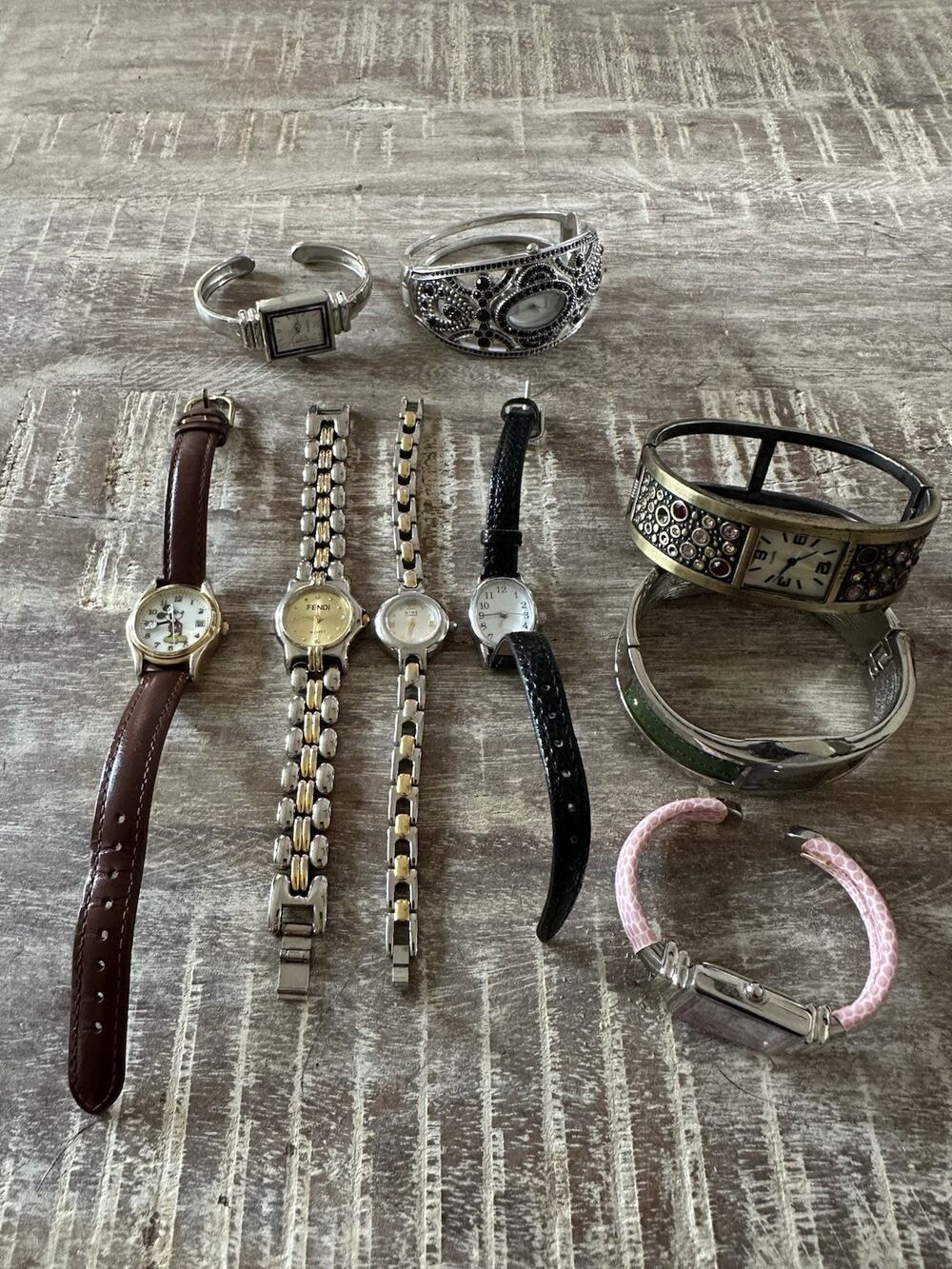Lot Of 9 Watches New Batteries! 2 For Parts Some Vintage Disney Nine West Etc